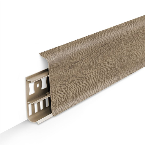 Плинтус пластиковый с кабель-каналом 70 Д Дуб Капучино