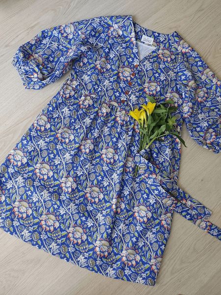 Wandle СИНИЙ, В СТИЛЕ У. МОРРИСА, остаток 0,85 см 100% хлопок Handmade Fabrics 4