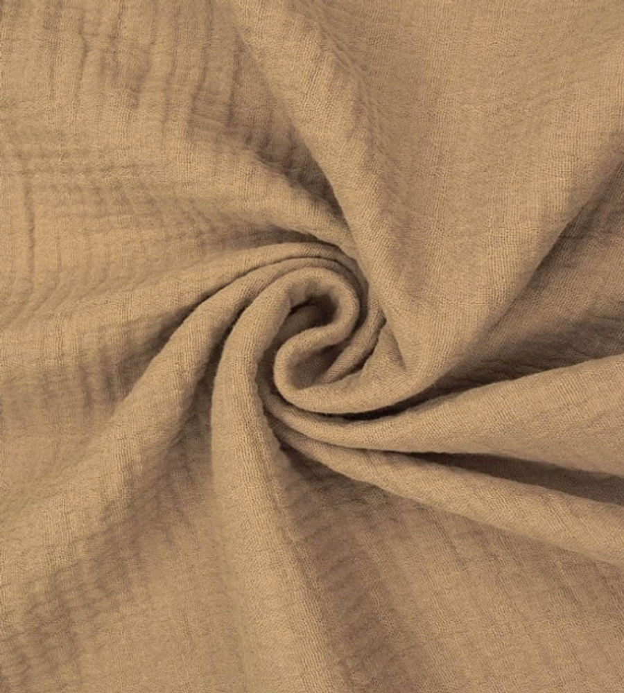 Ткань Муслин, 115 гр/м2, 100% хлопок, ш. 140 см, тёмно-бежевый