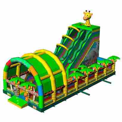 Коммерческий надувной батут «Зоопарк» с крышей, 15*7*9 м.