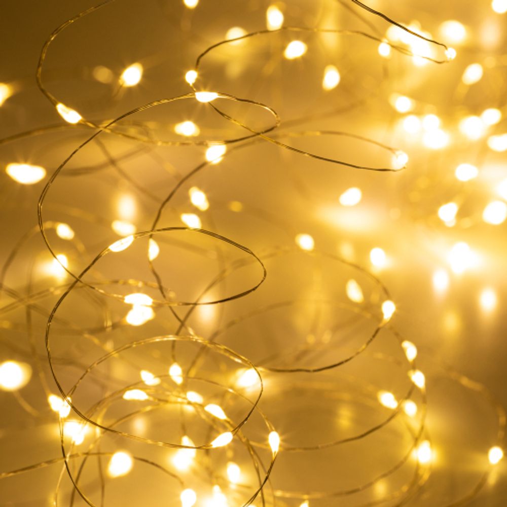 Светодиодная новогодняя гирлянда Intro Holiday INZR-01 занавес 3*3 м теплый белый 240 microled USB | Intro