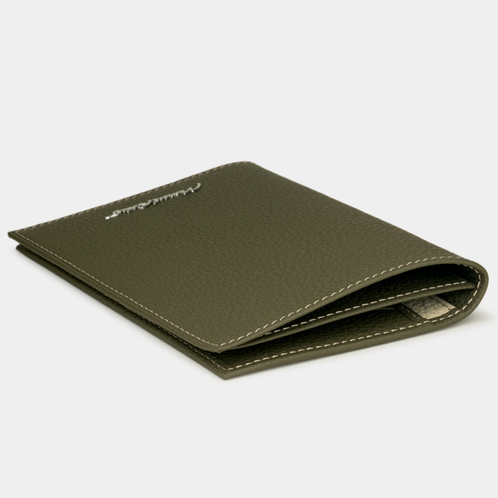 Обложка на паспорт и для автодокументов Paris из кожи теленка, зеленого цвета