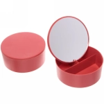 Зеркало настольное с органайзером для косметики «Beauty», цвет красный, 16,5*17см
