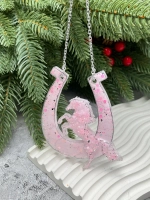 Новогодняя елочная игрушка Лошадка с подковой