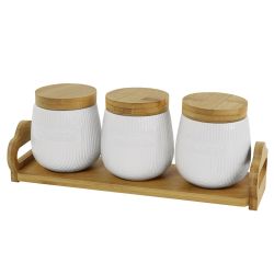 Lenardi 140-073 Набор из 3 банок 320мл на подставке BAMBOO в под.уп.(х16)Фарфор