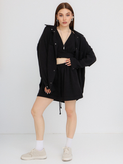 Шорты лен, черные