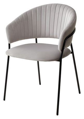 Стул-кресло ГЕММА, цвет светло-серый #H09, велюр / черный каркас