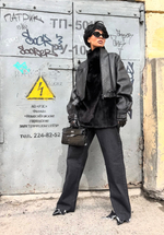 Бомбер из плетеной кожи