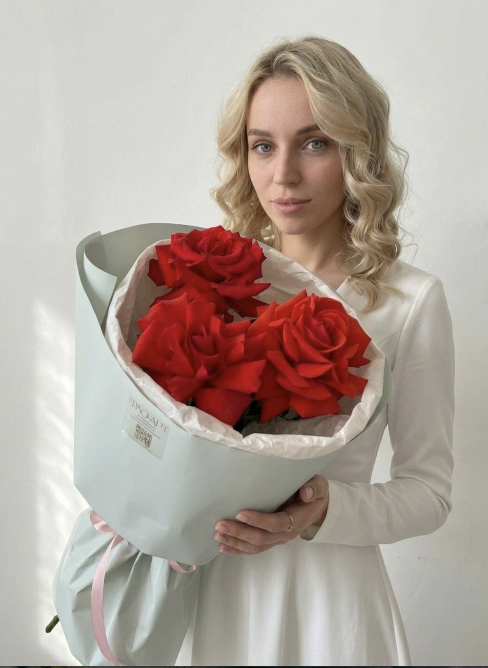 Алые французские розы (3шт) 