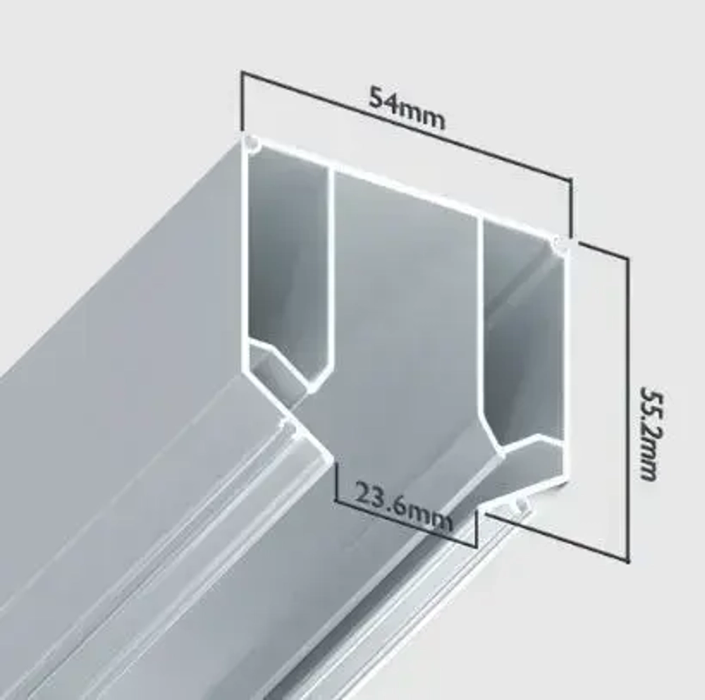 Трековая система освещения для натяжных потолков MAGNETIC S15 48V Чёрный шинопровод алюминиевый четырех-контактный низковольтный 4TRA 54x55x1500mm IP20 1,5 м / торцевые заглушки в комплекте
