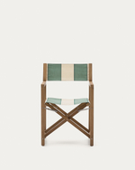 Уличный cкладной стул Vilara в зелёно-бежевую полоску из акации