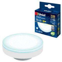 LED-GX53-16W-NW-GX53-FR PLZ01WH Лампа светодиодная. матовая. Белый свет 4000K. Картон. ТМ Uniel