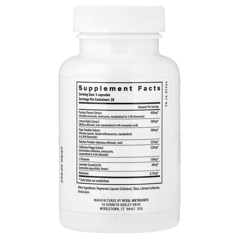 Vital Nutrients, средство для сна, 60 растительных капсул