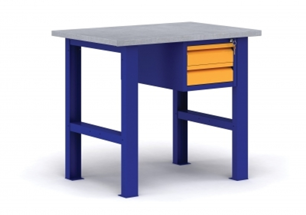 Верстак бестумбовый 1000х685х860h, 2 подвесных ящика, оцинкованная столешница