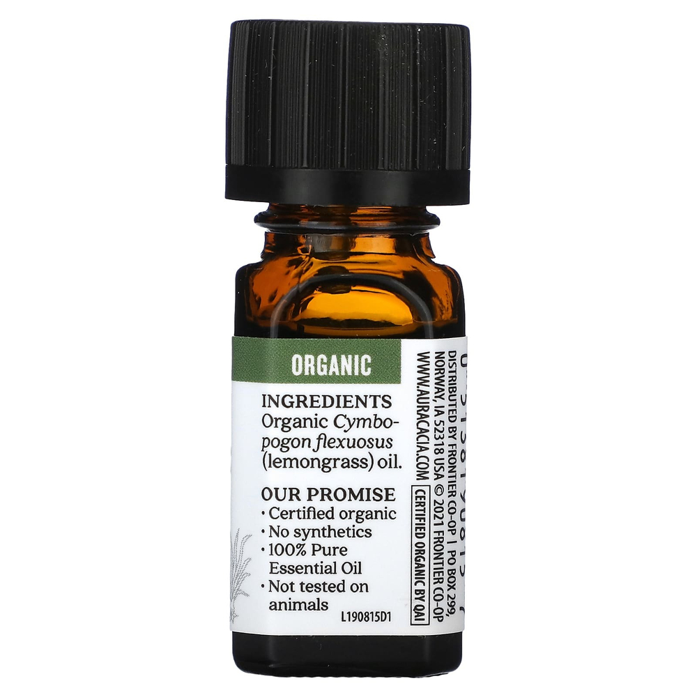 Aura Cacia, Чистое эфирное масло, органический лемонграсс, 7,4 мл (0,25 жидк. унц.)
