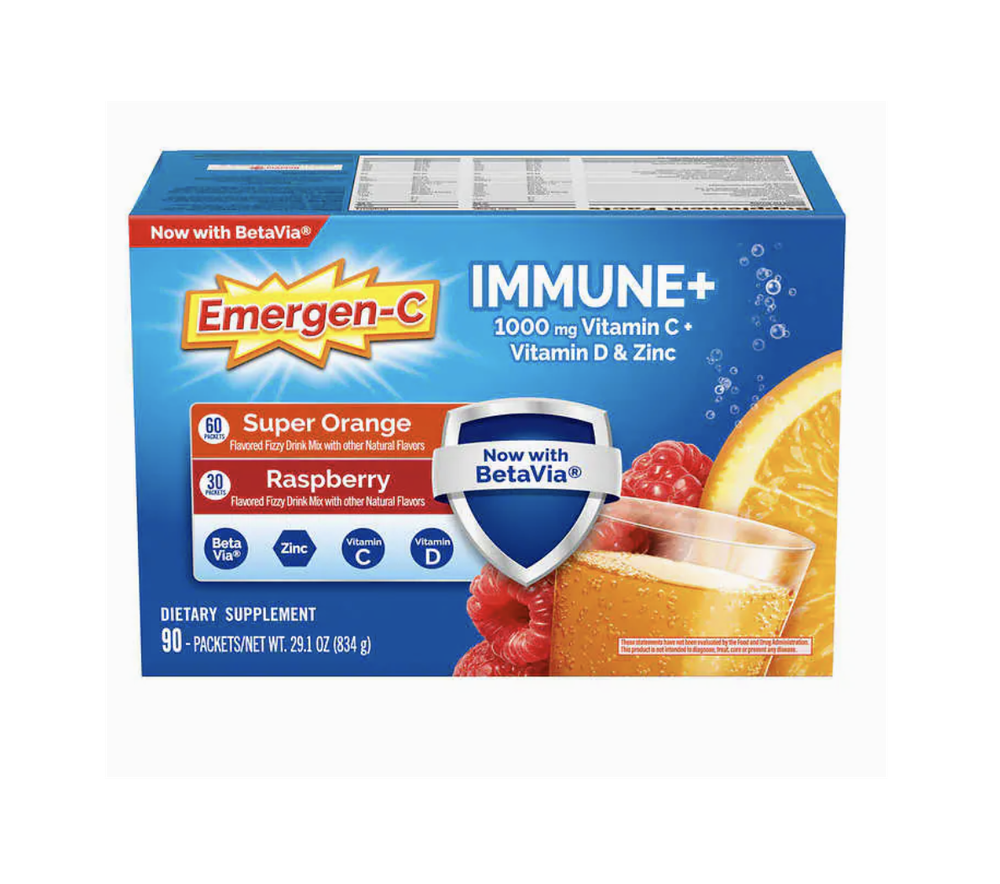 Emergen-C Immune+ 1000 мг витамина С + витамин D и цинк, 90 пакетов
