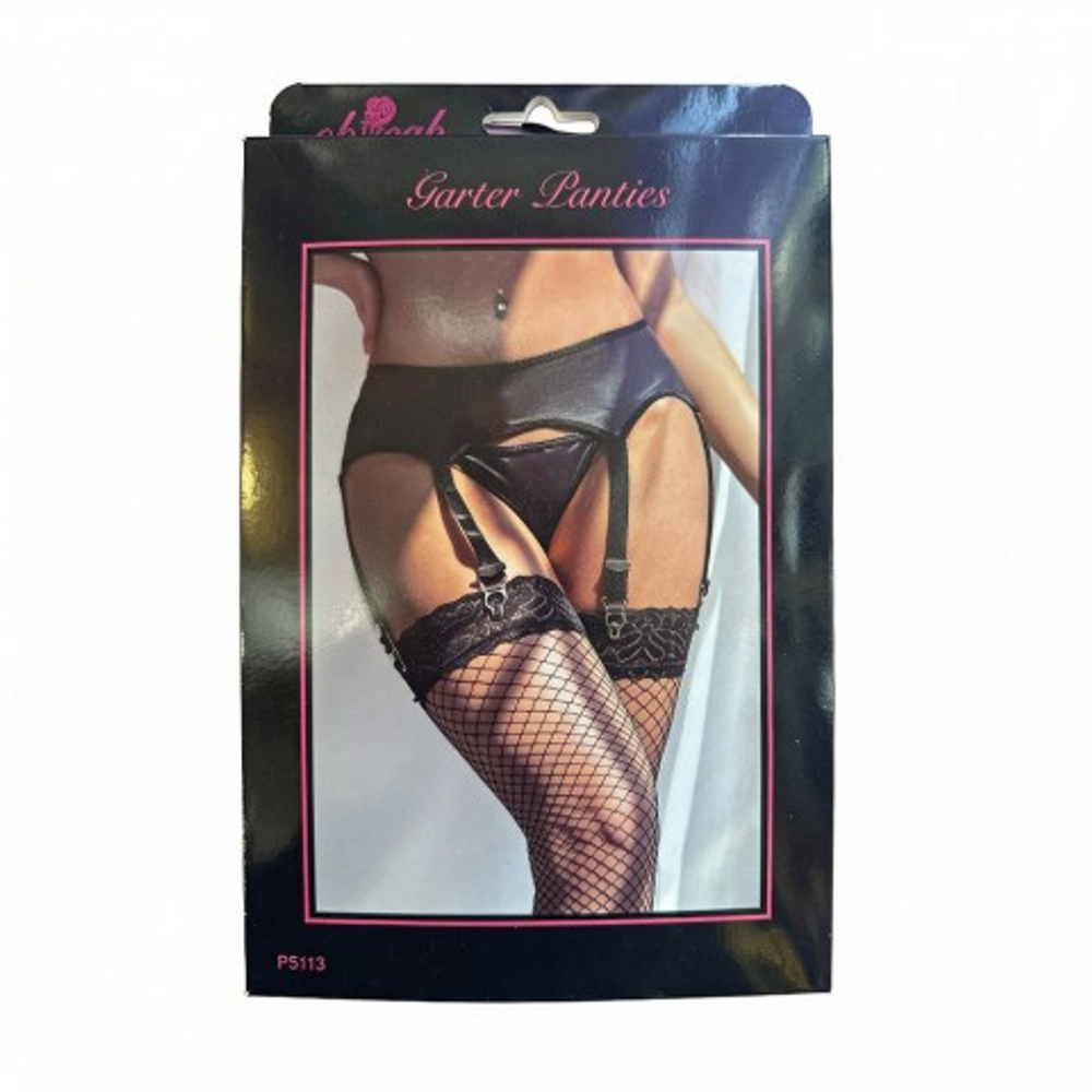 Стринги с поясом и подвязками Black (2XL)