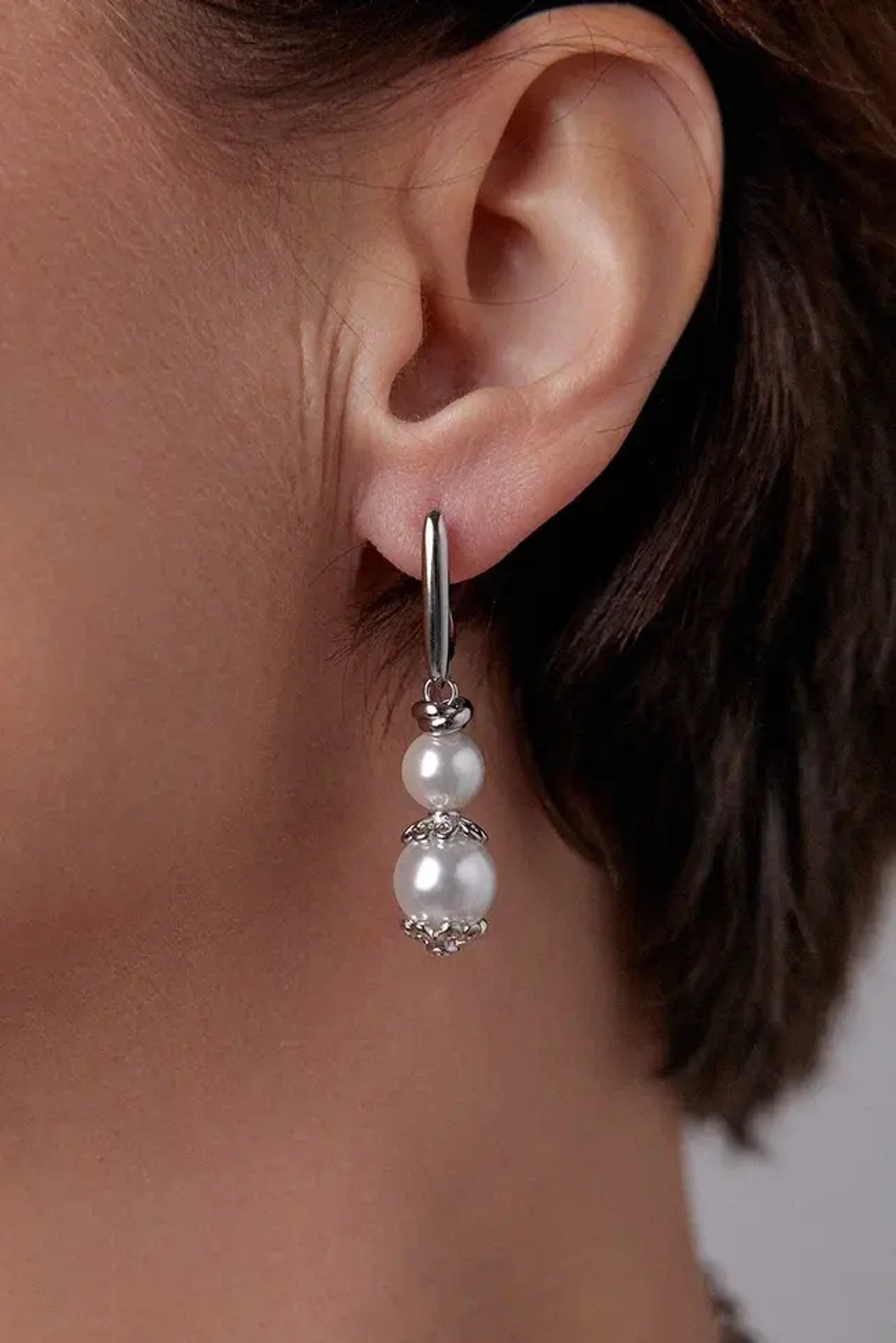 Серьги Currant белый жемчуг, оттенок серебро