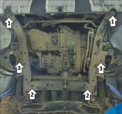 Усиленная защита Motodor переднего бампера, двигателя, кпп. 2 мм, сталь. для Renault Duster 2015-2020 арт.71701