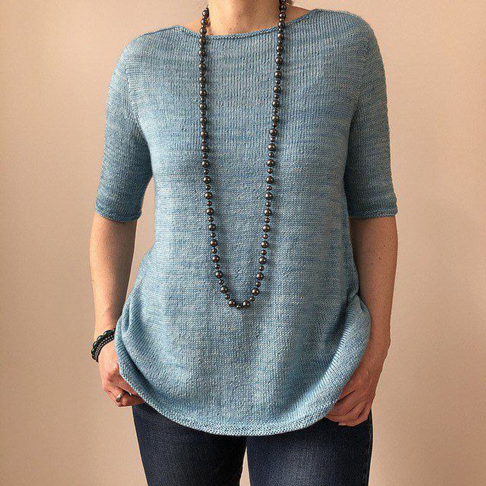 Описание по вязанию топа спицами "Mavi Yaz"