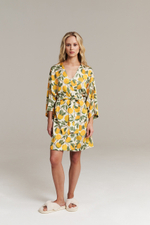 Шелковый халат-кимоно с лимонами