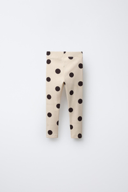 ZARA ЛЕГИНСЫ В РУБЧИК С ПРИНТОМ, ЭКРЮ/КОРИЧНЕВЫЙ