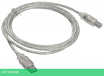 Кабель Buro USB2.0-AM/BM-Trans 1.8м прозрачный