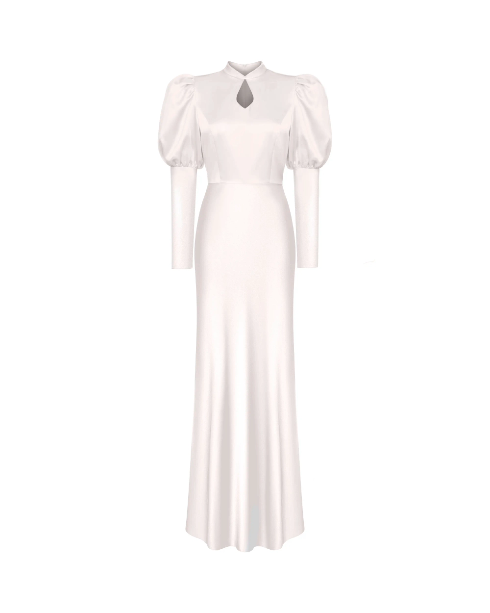 Джианнетта макси (Giannetta maxi), платье макси из молочного атласа с длинным рукавом