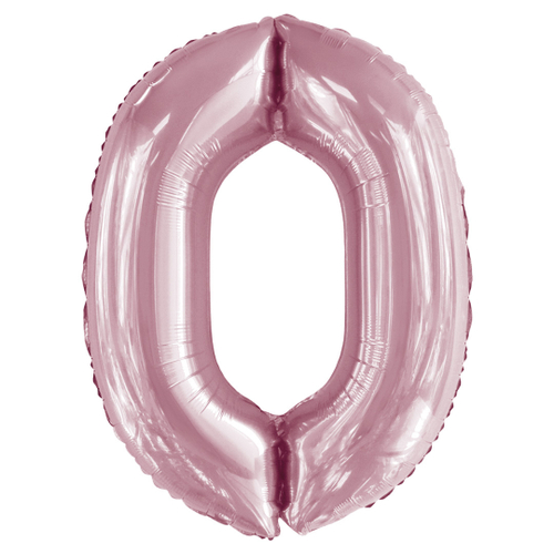 Шар (34''/86 см) Цифра, 0 Slim, Светло-розовый, 1 шт. в уп.