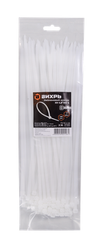 Хомуты нейлоновые (стяжки) белые 100 шт. Вихрь 4,8*300 Б