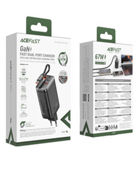 A111 PD67W GaN charger(2*USB-C+USB-A) with retractable cable