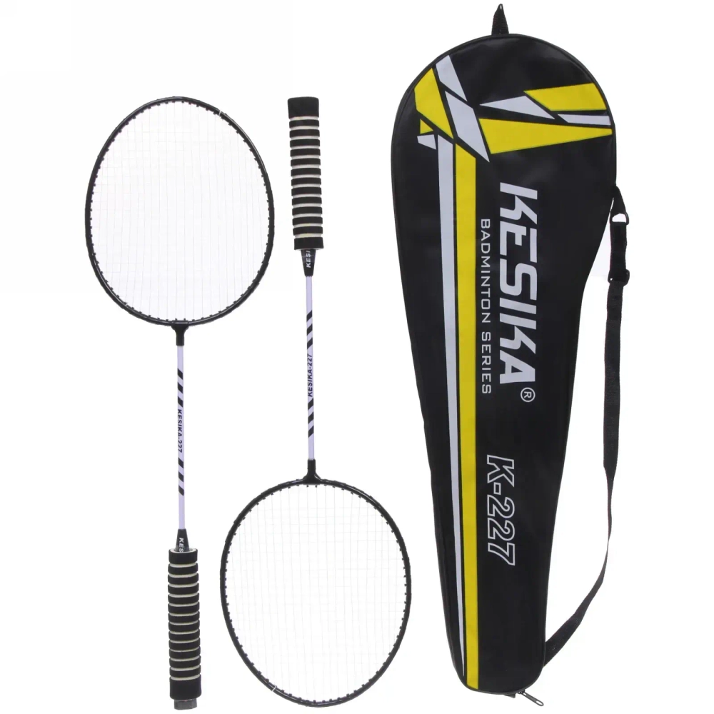 Бадминтон в наборе K-227, 3 предмета: 2 металлические ракетки 65 см, чехол (черный)