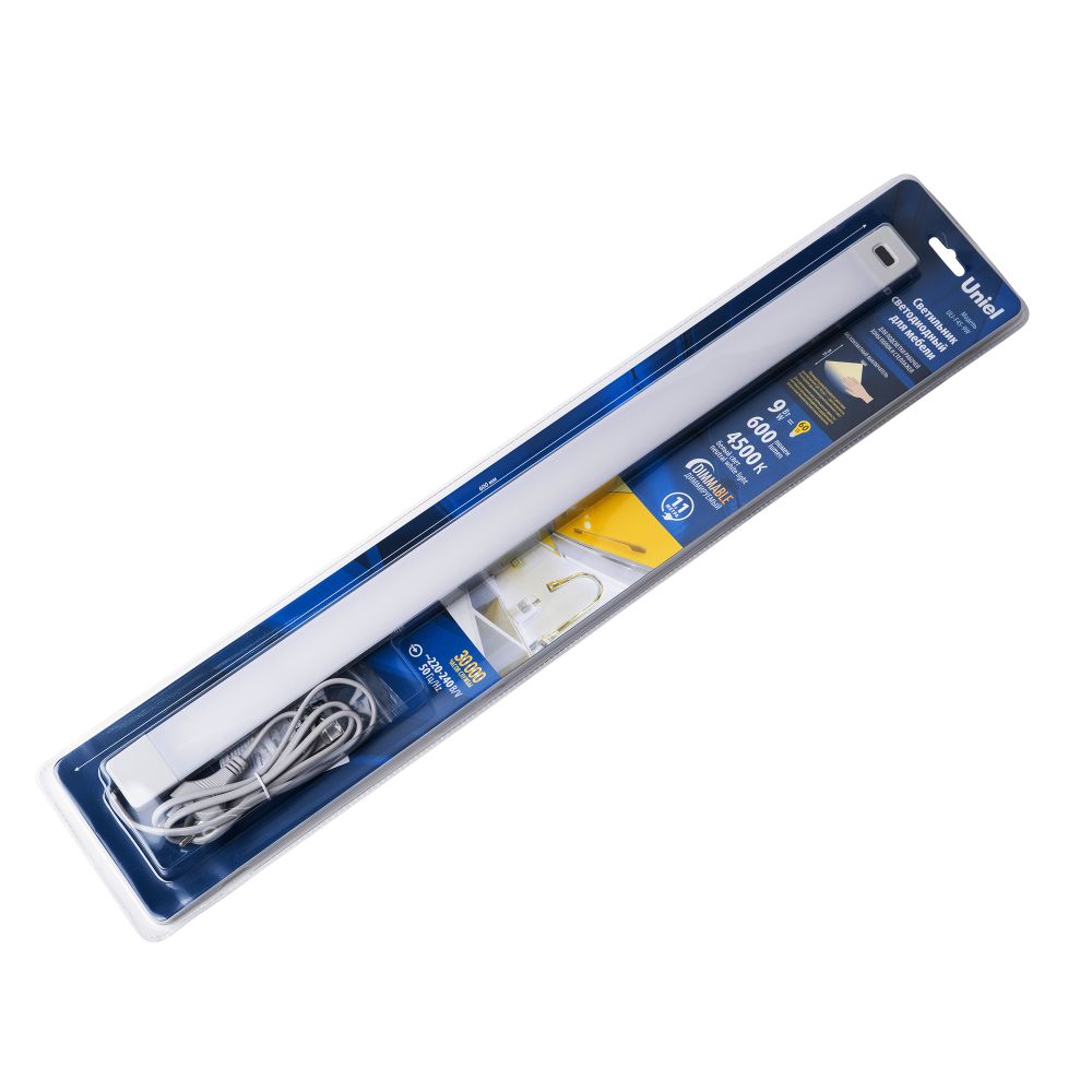 ULI-F45-9W-4500K-DIM SENSOR IP20 SILVER Светильник светодиодный для мебели. 600x35x16мм. 600Lm. ТМ Uniel