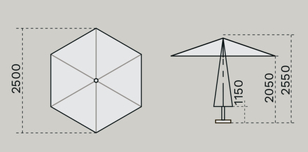Зонт профессиональный Ø2.5 м Scolaro Lido Titanium, титан, антрацит