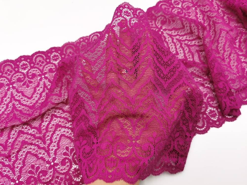 Эластичное кружево, 22см, Италия, фуксия, (Арт: EKI-009), м