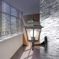 Садово-парковый светильник ЭРА НБУ 04-60-001 черный 4 гранный настенный IP44 Е27 max60Вт | Садово-парковые светильники