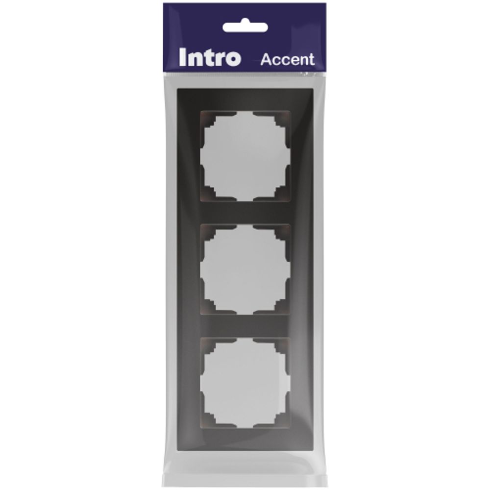 Рамка для розеток и выключателей Intro Accent 6-503-05 на 3 поста, СУ, антрацит | Intro