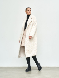 Искусственная шуба чебурашка тедди, белая, Северина