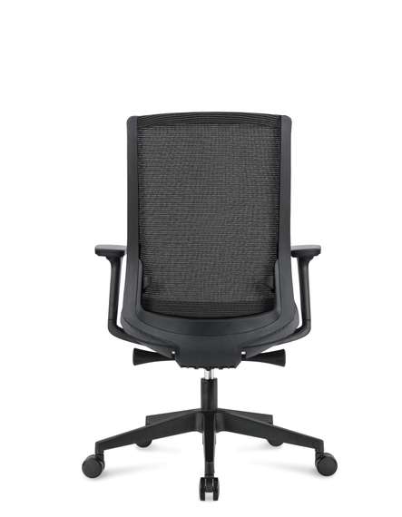 Кресло офисное Норден / Руби блэк LB / Ruby black LB / черный пластик / черная сетка / черная ткань