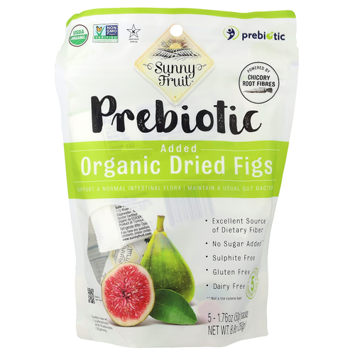 Sunny Fruit, органический сушеный инжир с добавлением пребиотиков, 5 пакетиков по 50 г (1,76 унции)