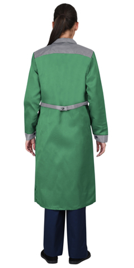 Халат СИРИУС-ТЕХНОЛОГ женский, зеленый со средне-серым