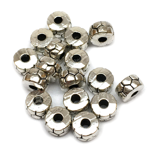 Бусины - спейсеры "Мяч" 5х3 мм (20 шт), под серебро