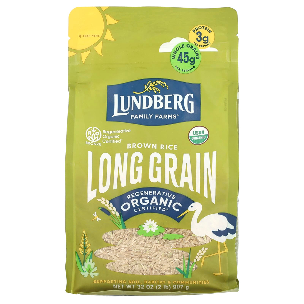 Lundberg, Органический коричневый рис, длиннозерный, 907 г (32 унции)