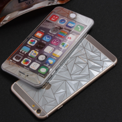Защитное двухстороннее стекло Алмаз 2в1 для iPhone 6 Plus, 6s Plus (Серебристое)
