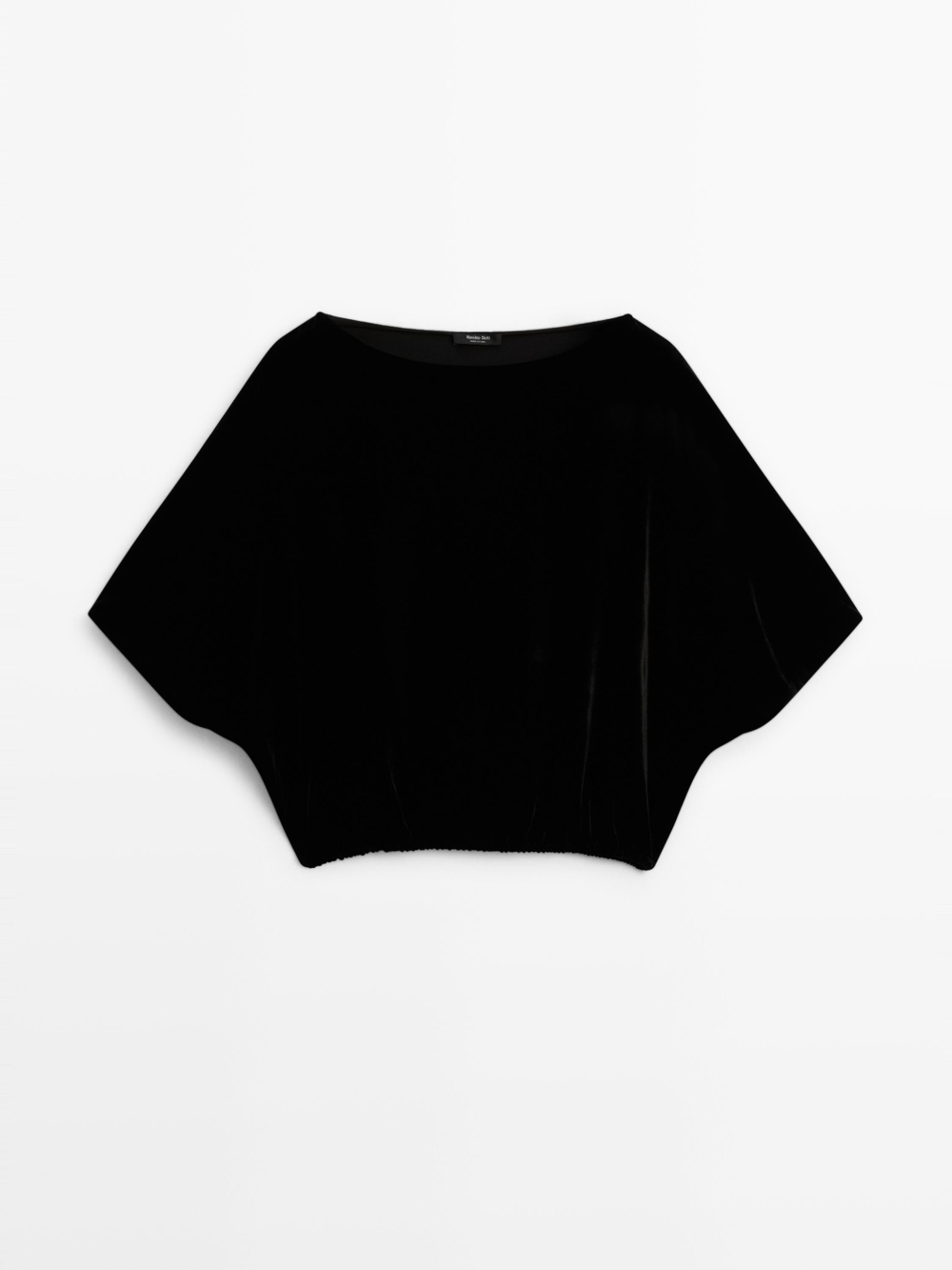 Massimo Dutti Бархатный топ с короткими рукавами, черный