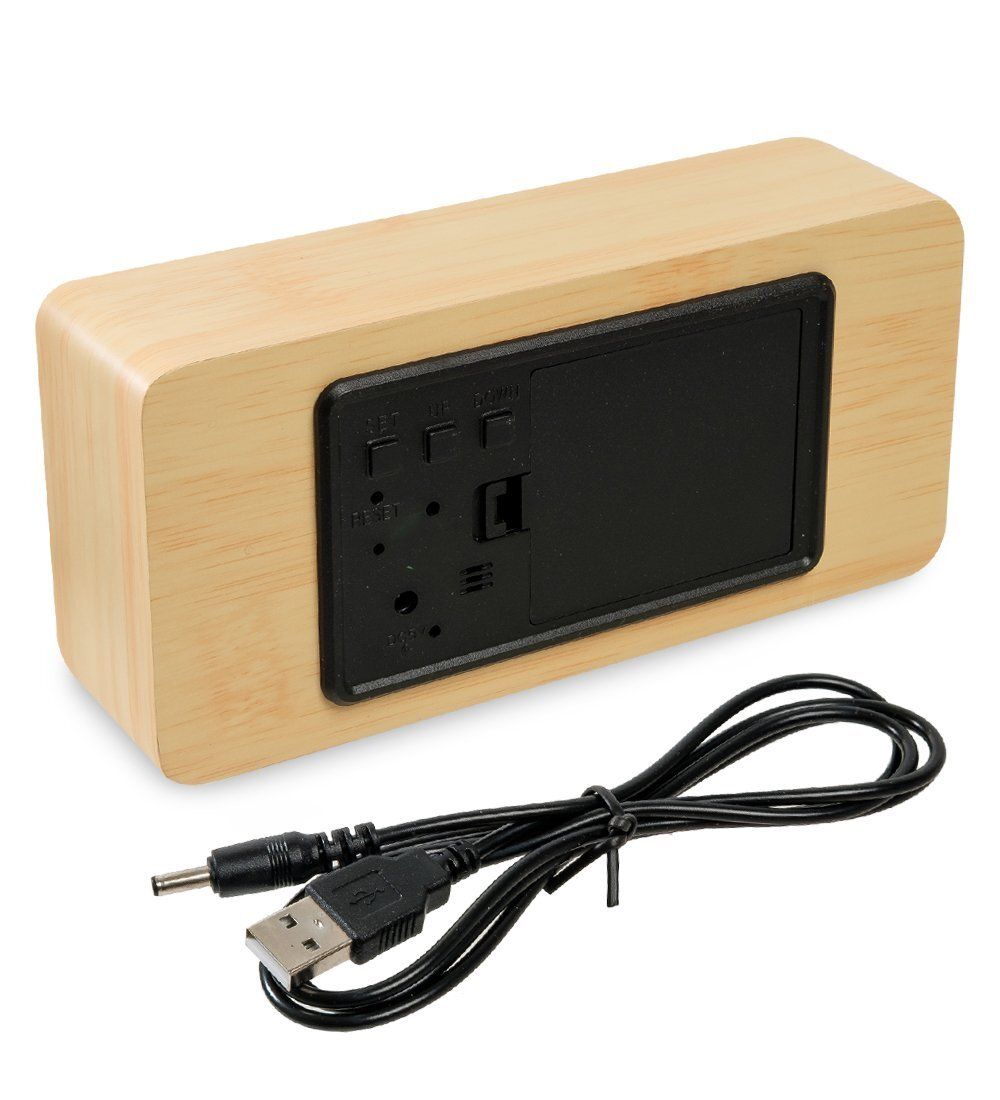 ЯЛ-07-09/ 5 Часы электронные (жёлтое дерево с синей подсветкой)