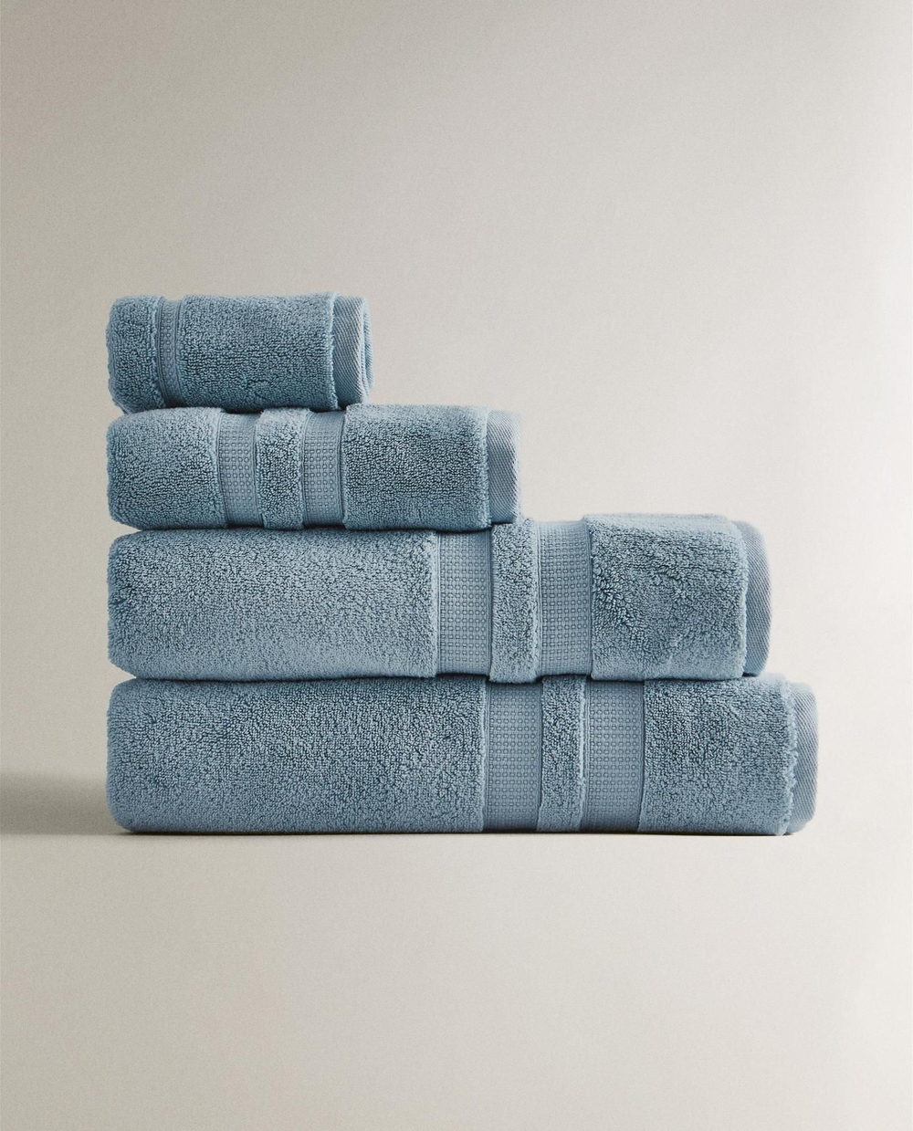 Zara Home - Очень мягкое двойное бордюрное банное полотенце, синий, 50х90 см