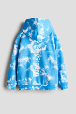 H&M Толстовка с капюшоном и принтом, синий