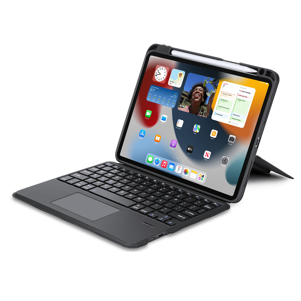 Чехол подставка с клавиатурой (RUS) от Dux Ducis для iPad Air 11 (2024-2025), iPad Air 4 и 5, iPad Pro 11 (2018-2020, 2021, 2022), серия DK Series Keyboard, русская клавиатура с подсветкой