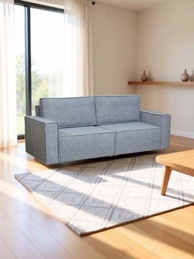 Диван-кровать Сатурн в стиле ЛОФТ ткань ЕВА 07 серый, велюр, механизм Еврокнижка, спальное место 202х155 см, пружинный блок Боннель, ниша для белья